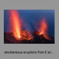 simultaneous eruptions from E and W vents